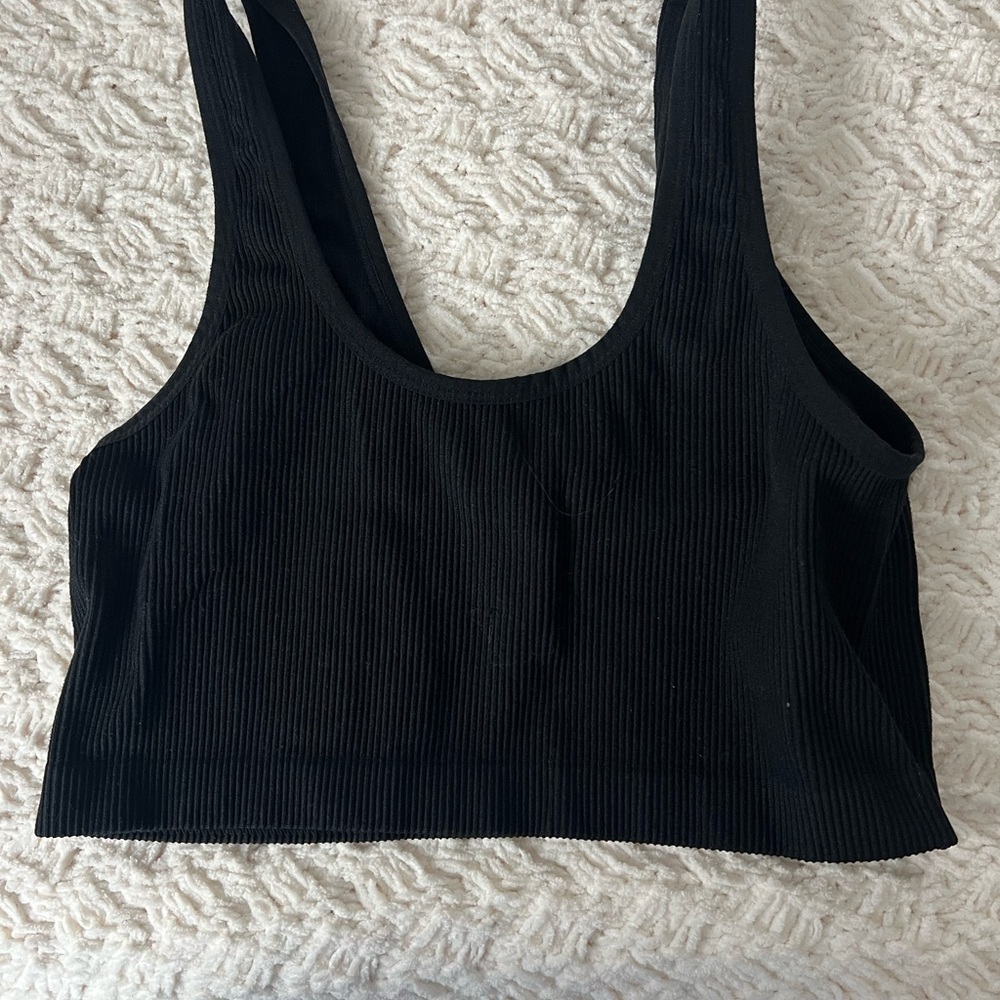 Colsie Black Ribbed Top - Picture 2 of 3